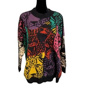 FARM Rio Oversized Women's Sweater Leopard Motif